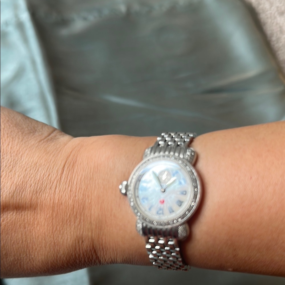 Michele Silver Watch with Mother of Pearl Dial